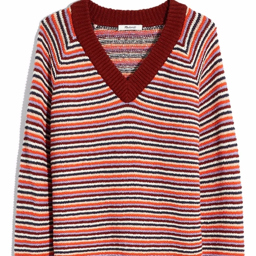 NWT $88 Madewell Arden Striped V-Neck CROPPED Sweater in sizes XS or XXS!